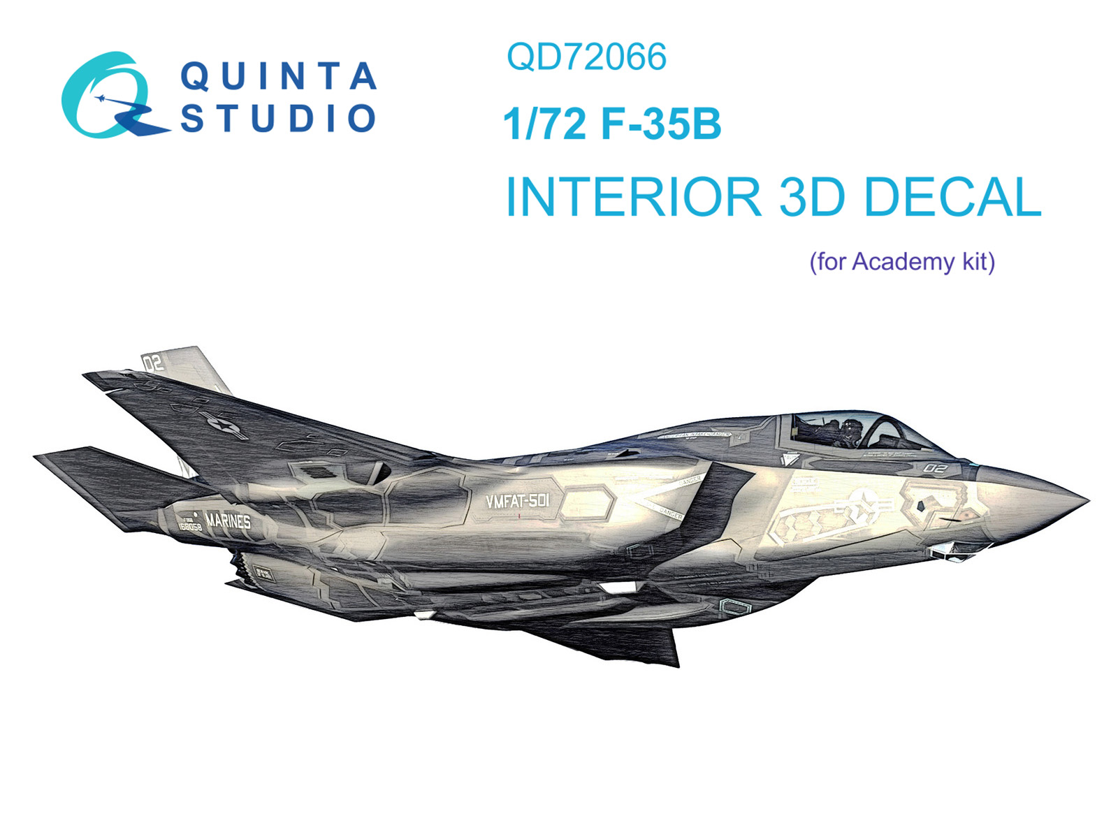 Quinta Studio 1/72 F-35B 3D Interior decal #72066 (for Academy Kit)